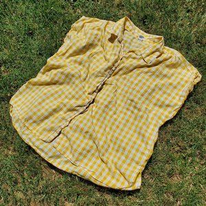 2 for $8 Cap Sleeve Yellow Gingham Button Down